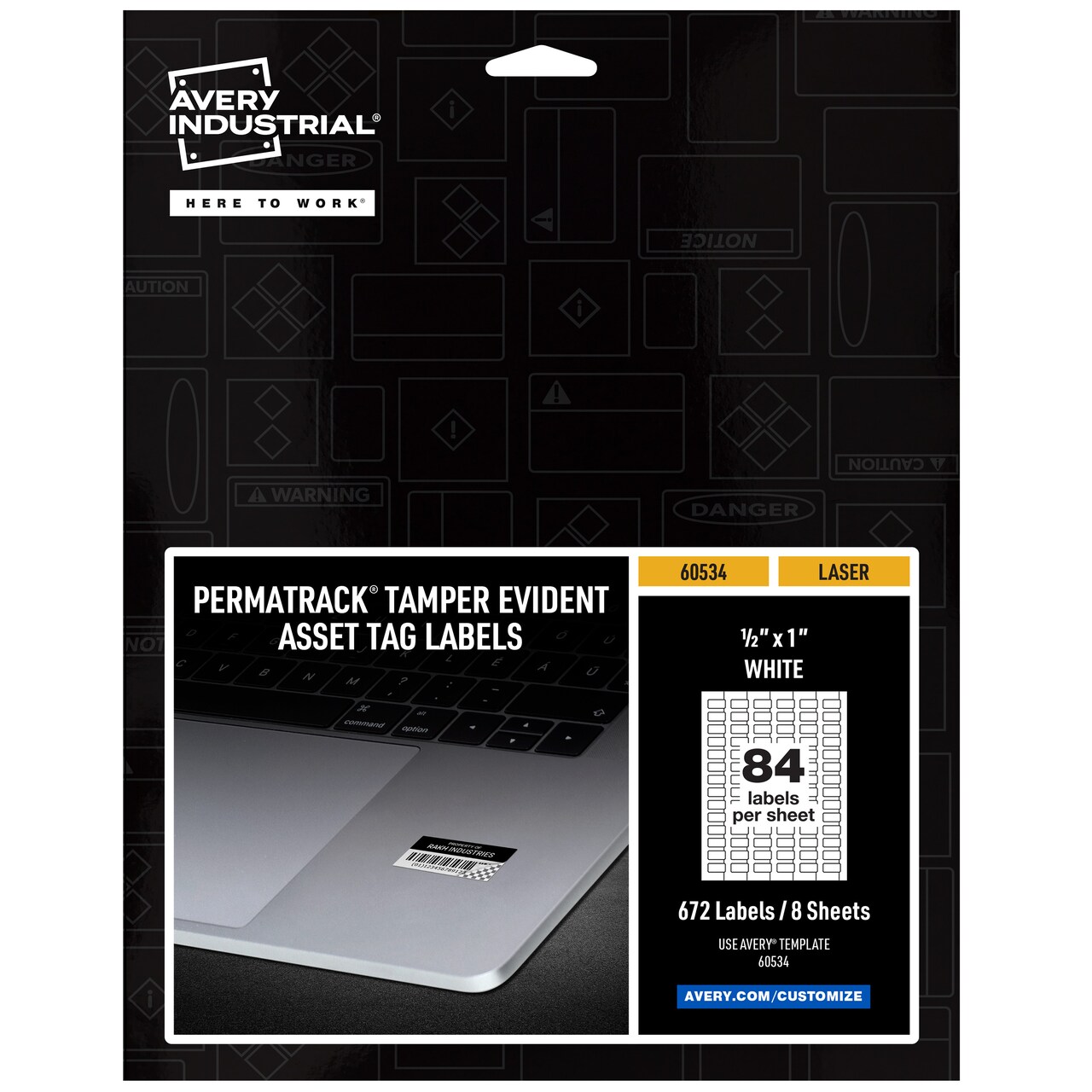 Avery PermaTrack Tamper-Evident Asset Tag Labels, 1/2" x 1", 672 Asset Tags (60534)
